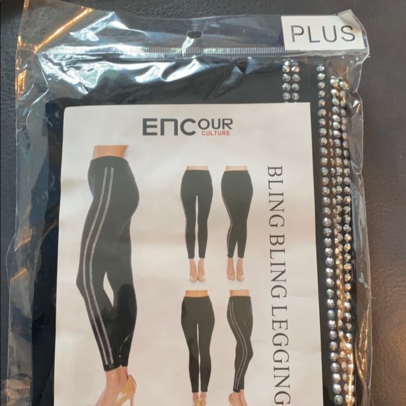 ENCour CULTURE “BLK” BLING LEGGINGS PLUS SIZE NWT - Picture 2 of 8